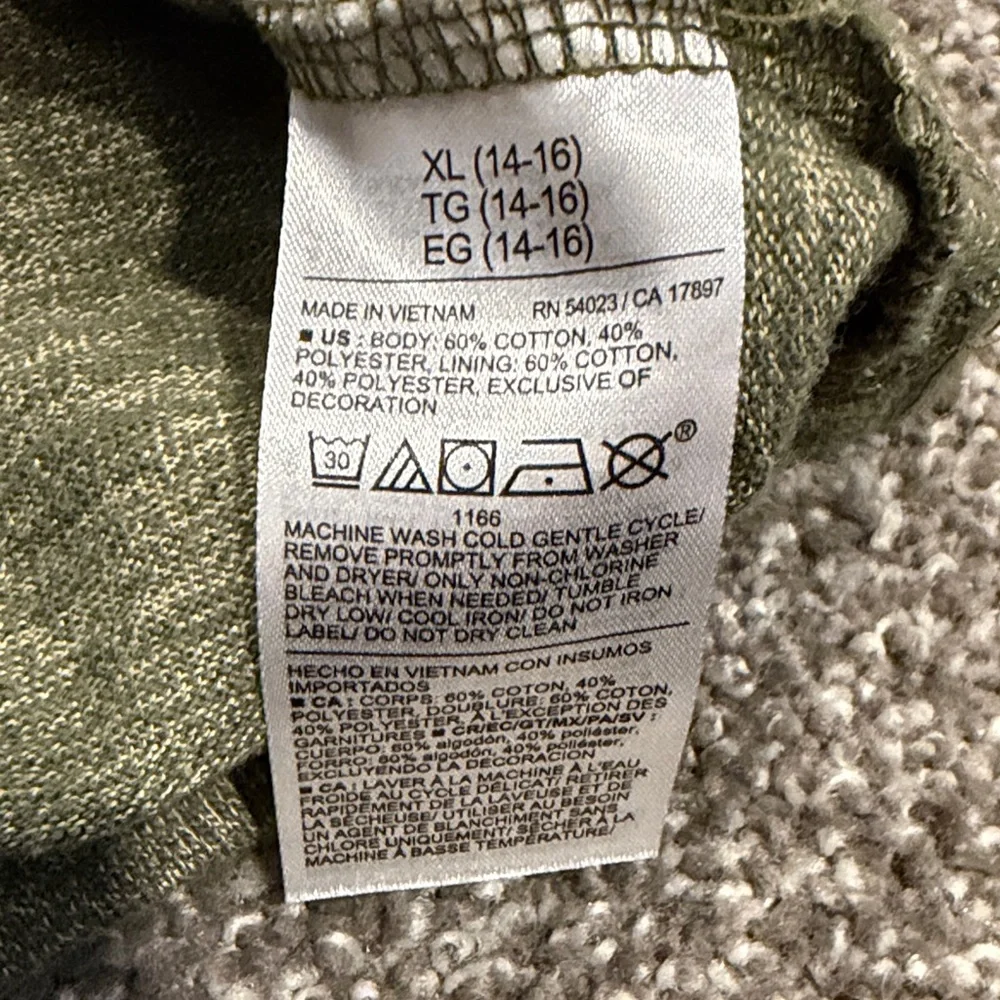 Old Navy Boys Olive and Beige Hooded Top